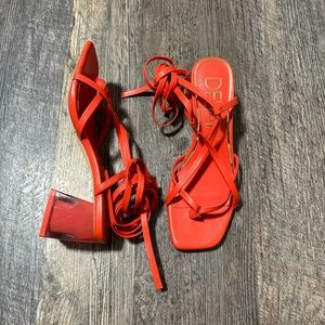 DELTAN LACE UP ORANGE HEELS
